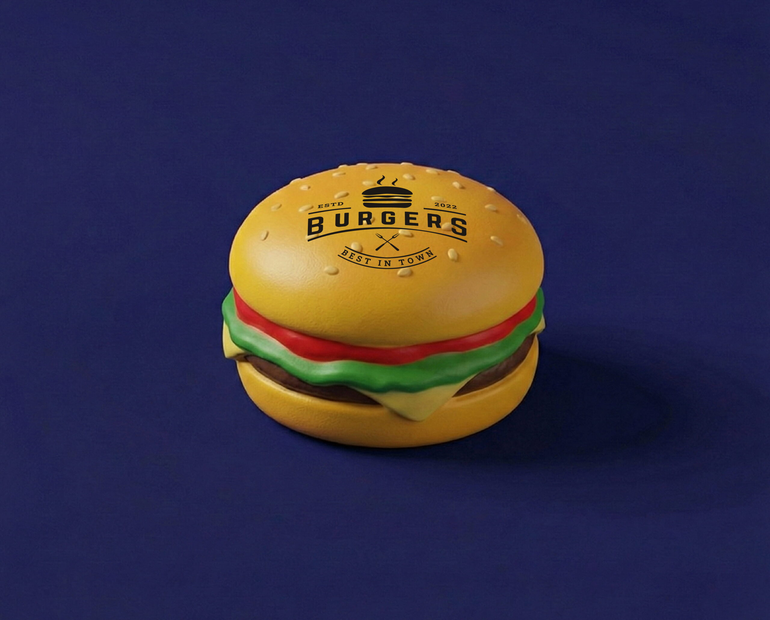 Burger shaped stress ball product replica – custom promotional fast food restaurant squishy toy