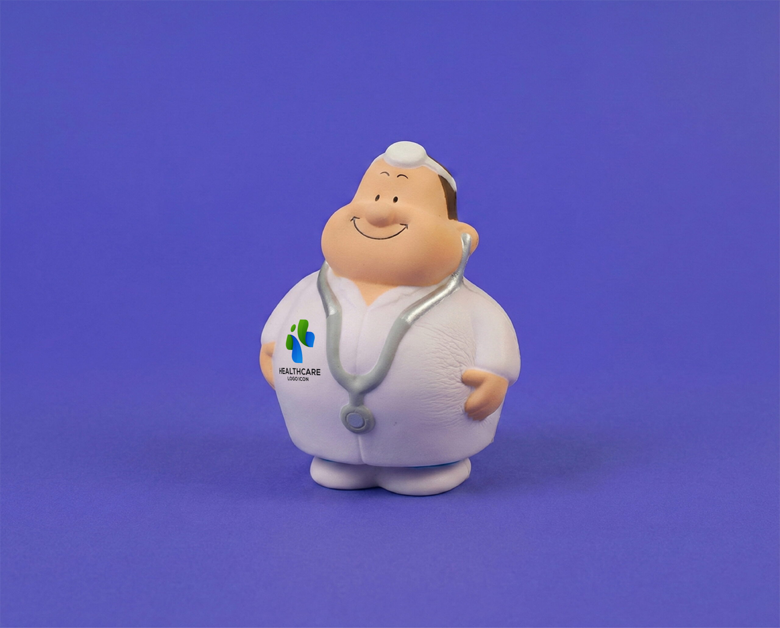 Doctor mascot shaped stress ball for healthcare branding